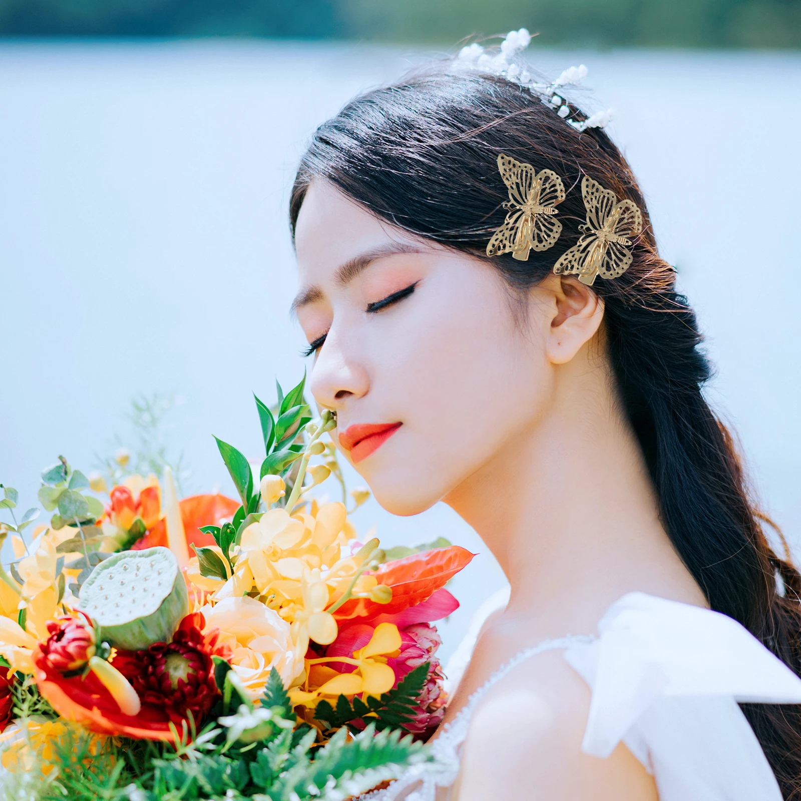 

12pcs Butterfly Hair Clips Hollow Golden Accessories for Metallic Hair Clips Girls Women Daily Party Hairpins Styling Aid