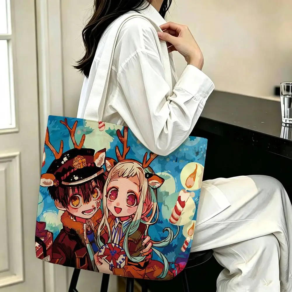 Anime Toilet-Bound Hanako-kun   Printed Canvas Tote Bag Shoulder Bag Commuter Mommy Shopping Bag