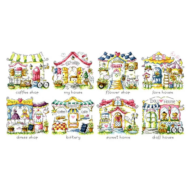 Amishop Gold Collection Lovely Counted Cross Stitch Kit The Village In Fairy Tale Fairytale Wonderland Story Fairyland SO G15