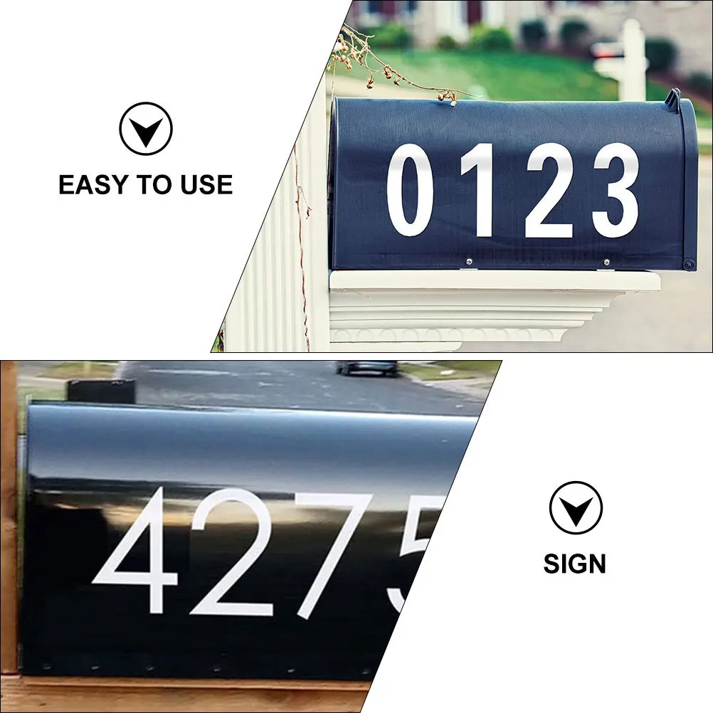 

4Sets Reflective Number Stickers Durable Self Adhesive Mailbox House Address Decals Bin Labels Outdoor Mailbox Numbers