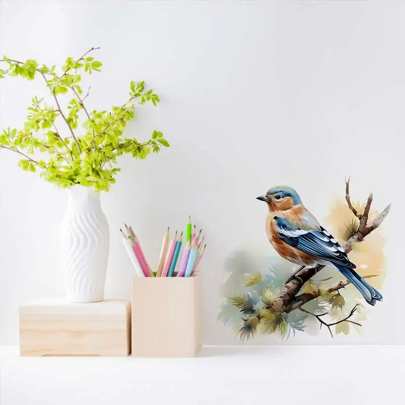 Isolated Finch Watercolor Bird Wall Sticker Bathroom Living Room Background Decorations Wallpaper Creative Animals Stickers S284