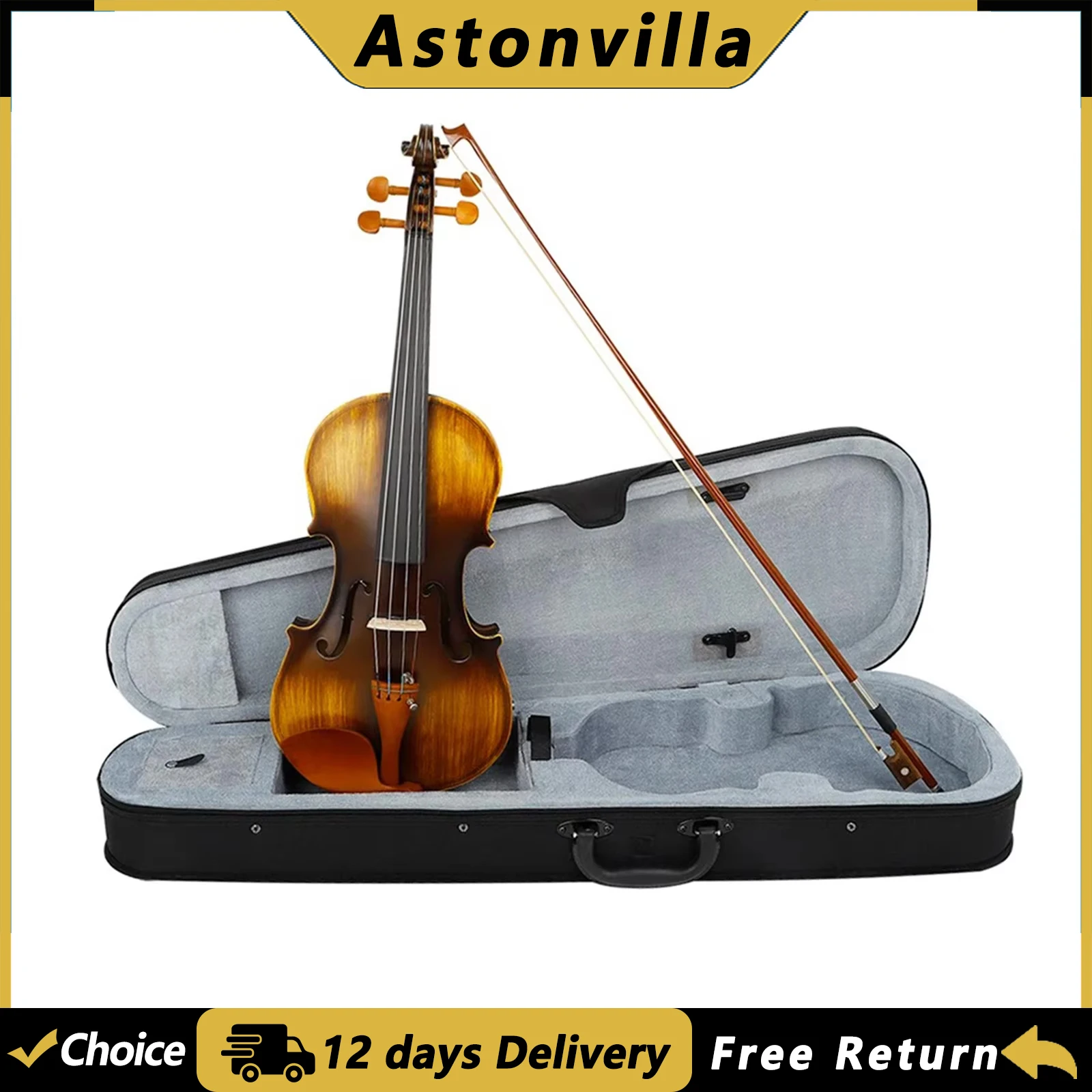 Astonvilla AV-E310 4/4 Violin Solid Wood Matte Electric Acoustic Fiddle With EQ Case Bow Accessories Violin Stringed Instruments