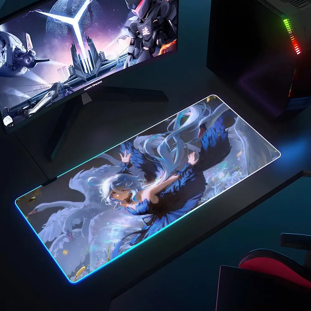 Genshin Impact Mouse Pad RGB Luminous 700X400mm Large Table Pad Encrypted Anti Skid Super Large Mouse Pad