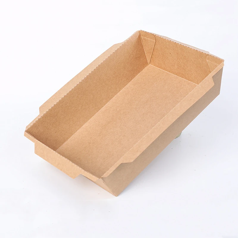 10Pcs Disposable Kraft Paper Lunch Box With Lid Food Containers Bento Cake Cookie Box Household Kitchen Accessories Supplies