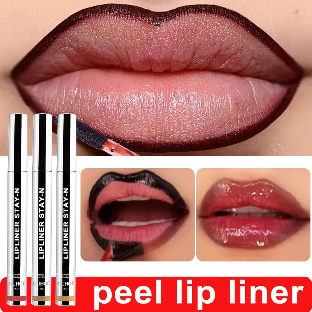 3 Kleuren Pellen Van Lipliner Waterdichte, Langdurige Matte Sexy Plumper Peel Van Lipliner Tattoo Rode Contour Tint Lippen Make-Up