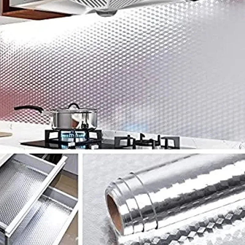 Aluminum Foil Paper Kitchen Oil-proof Stickers Waterproof Gas Stove Shield Self-adhesive Silvery for Kitchen Special Accessories