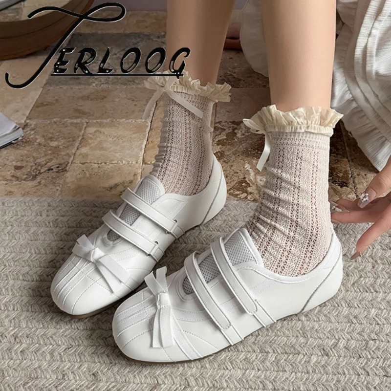 

Summer Sneakers Bow Women Mary Jane Sports Shoes New Running Flats Casual Sandals 2025 Fashion Walking Comfort Women's Shoes