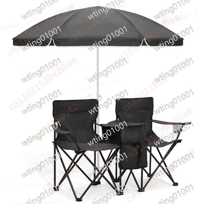 High Quality Outdoor Camping 2 Person Chair Portable Folding Double Seat Camping Chair Set with Canopy