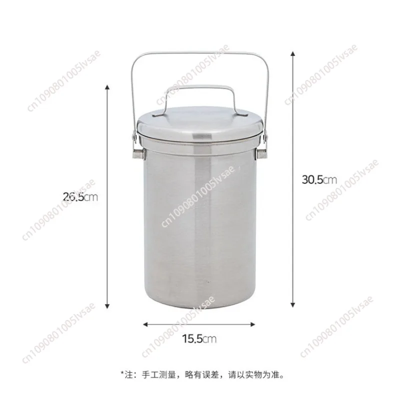 3L Stainless Steel 304 Outdoor Food Waste Bin, Thickened Clean and Hygienic Kitchen Waste Bin with Lid for Household Use