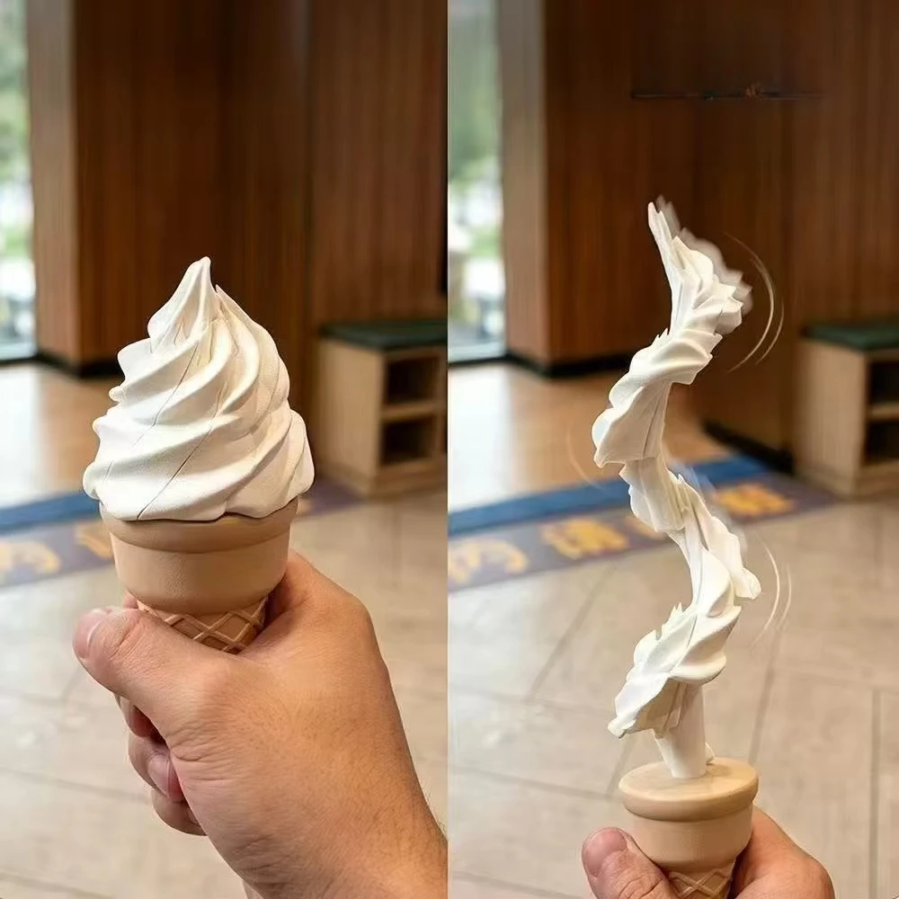 Creative 3D Printed Retractable Ice Cream Sword Prank Prop Cute Decor Ornament for Desk and Home Novelty Gift for Friends
