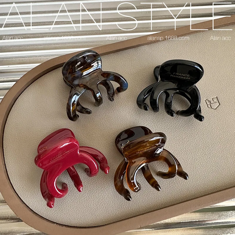 جودة الصالون، مشبك الأخطبوط الفرنسي السميك 4 مم، خلات الذهب، مخلب شعر متوسط #5