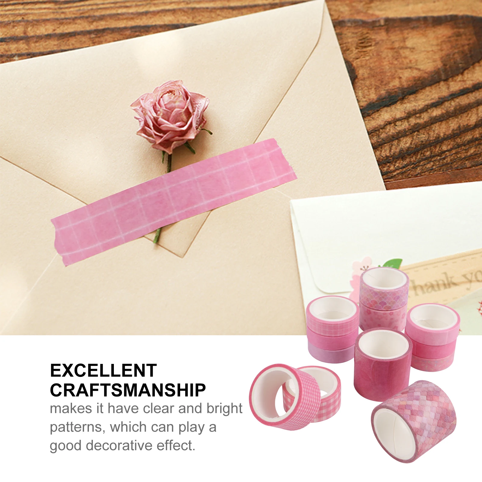 

12 Pcs Colored Tape Retro Pocket Decor Washi Decoration Pink Paper for Scrapbooking Child