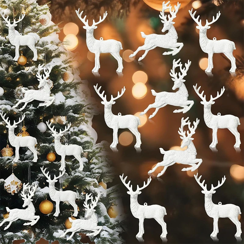 

1Pcs Christmas Tree Pendant Christmas Decoration Glitter Star Elk Angel Xmas Gift for Home Room Party 2025 New Year Navidad