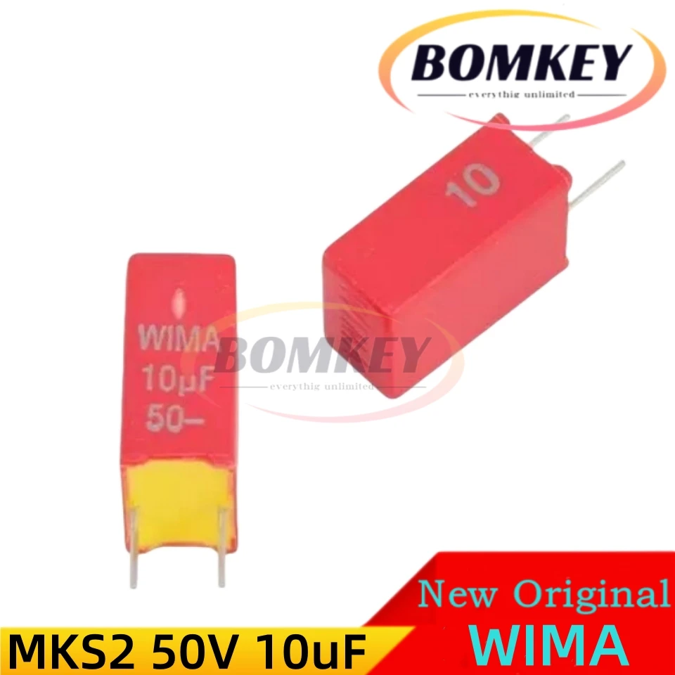 Condensadores WIMA MKS2 50VDC/30VAC, 10UF ± 5% ± 10% P = 5mm, MKS2B051001N00JSSD, MKS2B051001N00KO00, poliéster metalizado (PET), 5 piezas, nuevo