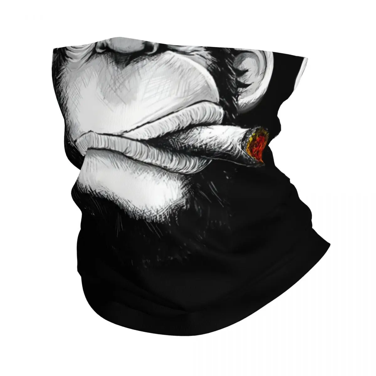 Monkey Smoking Sticker Monkey Gorilla Bandana Neck Gaiter Printed Motorcycle Club Face Scarf Running Unisex Adult All Season