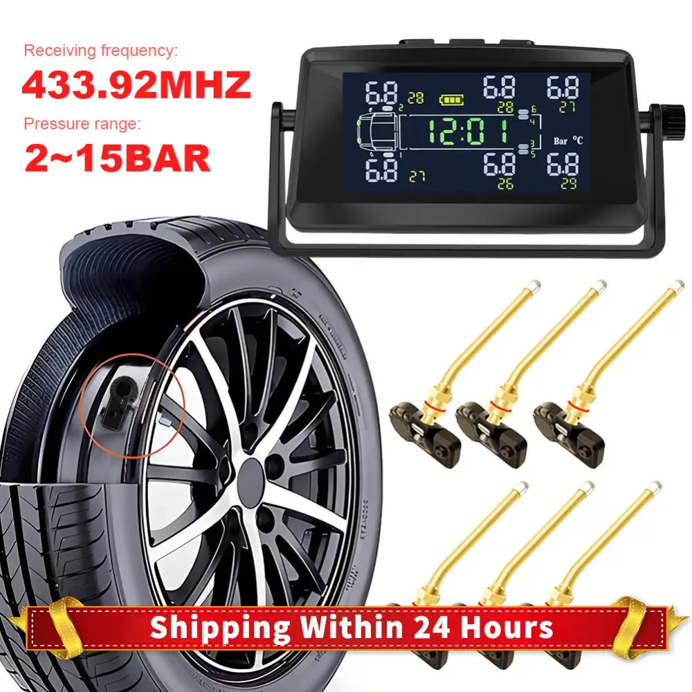 

Tire Pressure Monitoring System with 6 Sensors Tire Pressure Monitor System Universal TPMS for RV/Trailer/Truck
