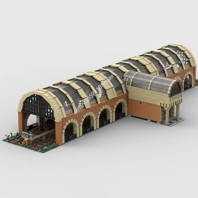 10331개 MOC 모듈형 기차역 모듈형 모델 블록 조립 크리스마스 선물 아이디어 장난감 교육용 어린이 생일 선물