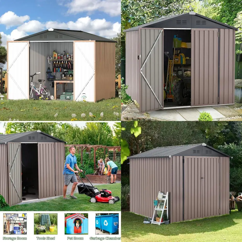 Outdoor Metal Storage Shed: 7x7 Utility and Tool Storage with Lockable Door