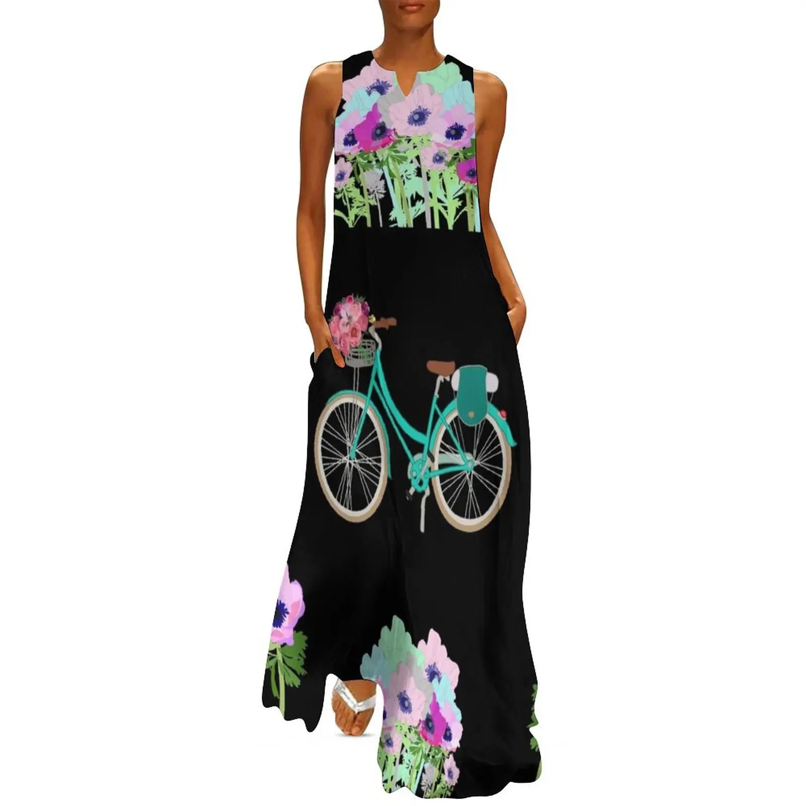 

Spring flowers and bicycle Long Dress Evening gown summer dress womens 2025 Bridesmaid dress woman