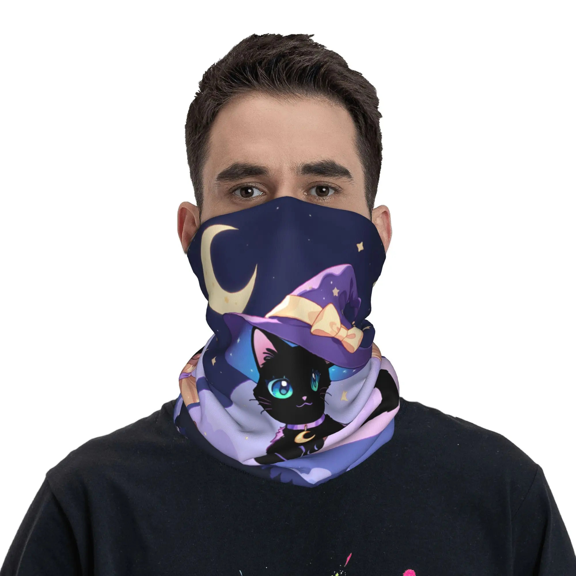 

Custom Witch Pattern Bandana Neck Gaiter for Hiking Hunting Men Women Wrap Scarf Halloween Occult Gothic Magic Balaclava Warmer