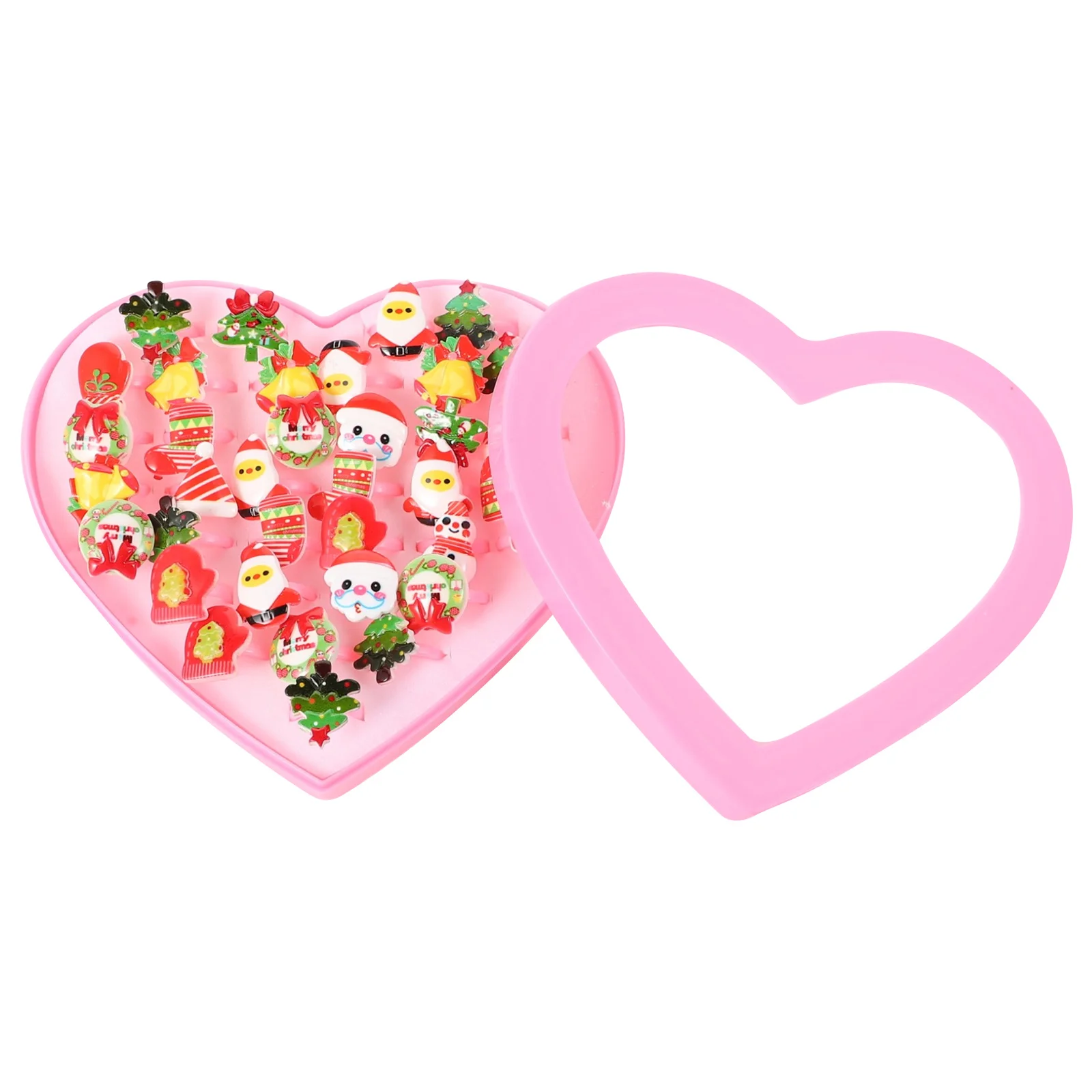 36 pezzi Anelli natalizi in plastica per bambini Anelli natalizi Set regalo per feste per bambini Decorazioni divertenti e leggere e lisce