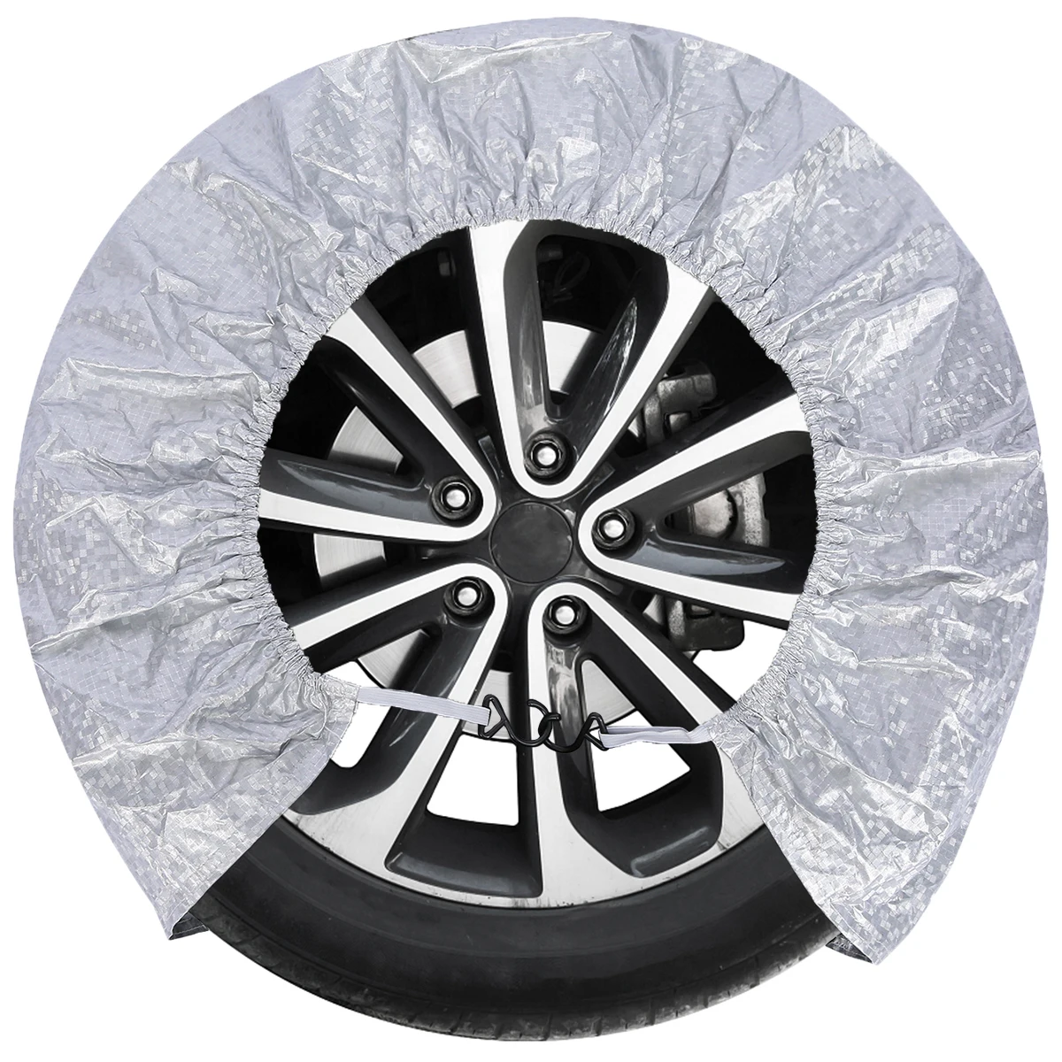 

4pcs Tire Covers Aluminum Film Durable Lightweight Foldable Car Tire Protection Dustproof Waterproof Outdoor Use