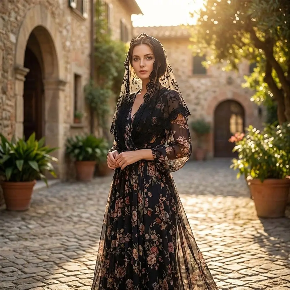 

Casual Vintage Lace Flower Hair Scarf Thin Chic Style Bandanas for Women Cute Bohemian Headband Pastoral Style