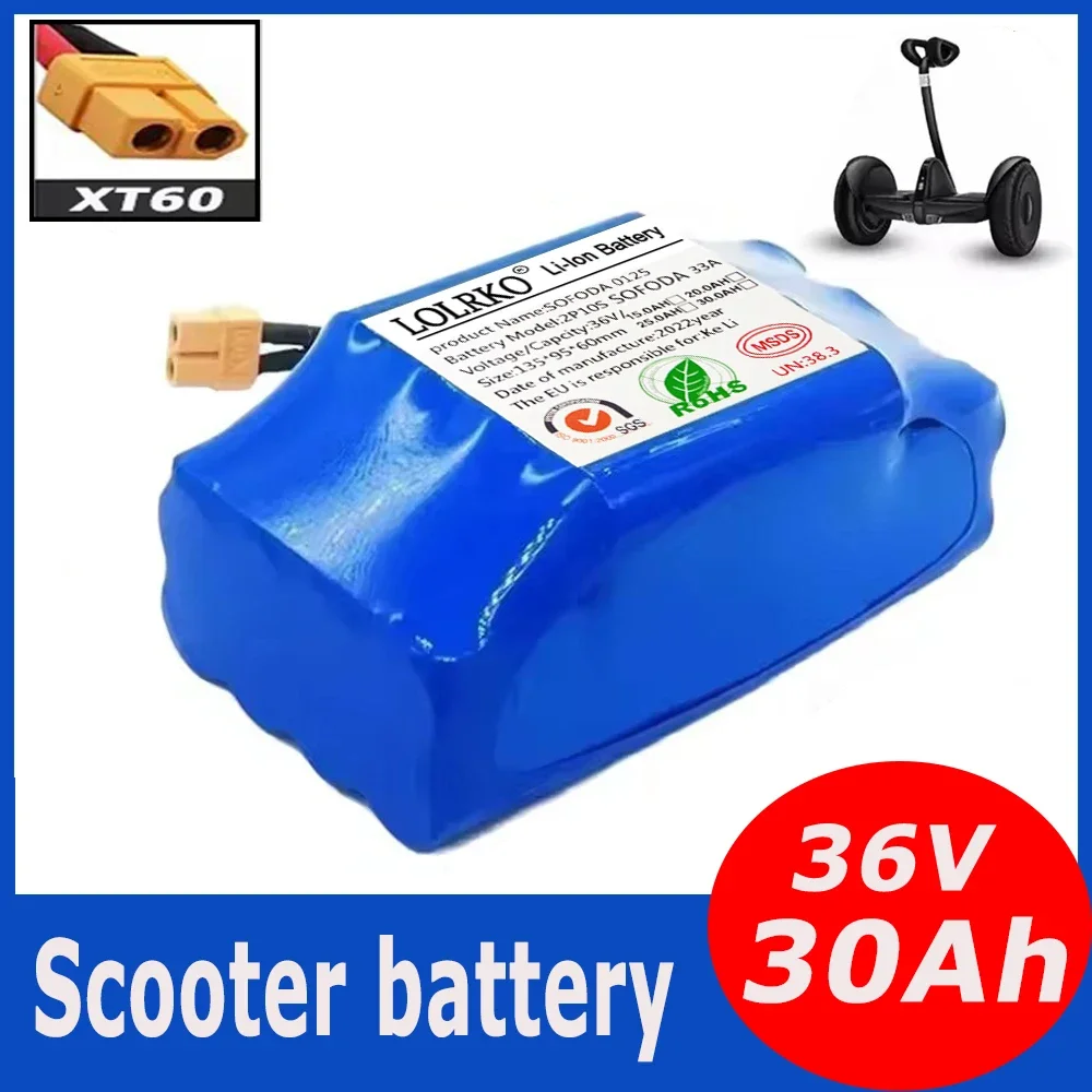 Genuine 36V 30Ah 10s2p Battery Packs Rechargeable Lithium Ion Battery for Electric Self Balancing Scooter HoverBoard Unicycle