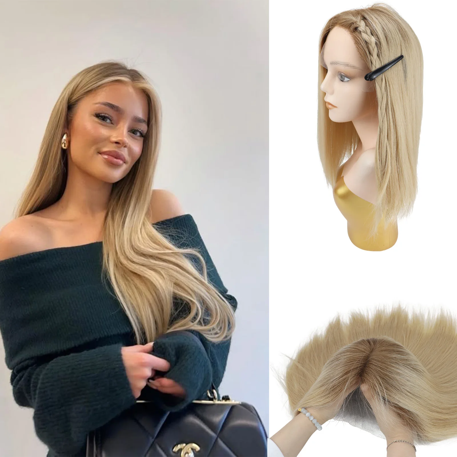 

Парик еврейский Honey Blonde Two Tone с HD-основой из кружева, натуральные волосы, прозрачный кружевной фронт, естественная линия роста волос, двойная проработка кожи головы