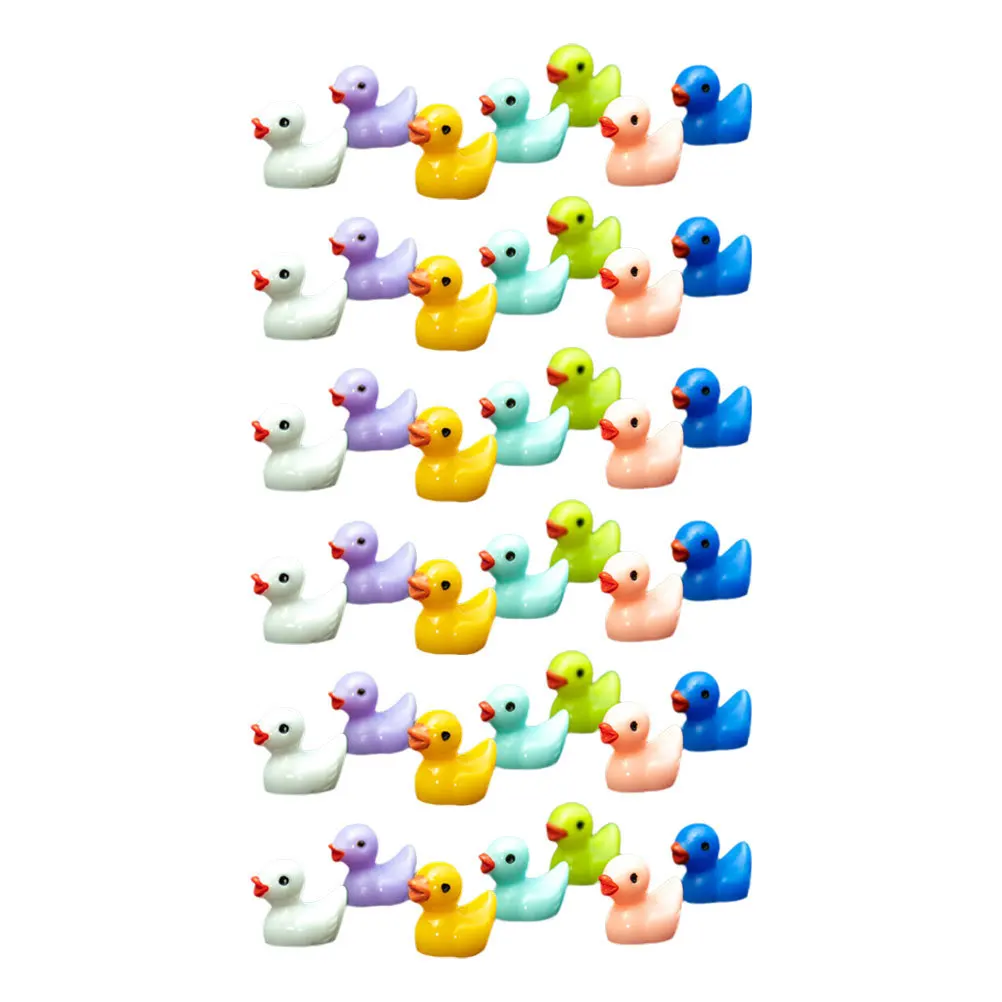 

42 Pcs Mini Duck Ornaments Animal Figurines Miniatures Cartoon Objects Resin Figures for