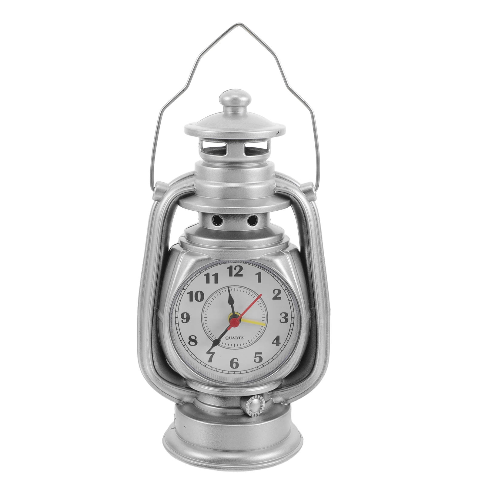 

1pcs Desk Clock Vintage Non Ticking Silent Small Clock Oil Lamp Shape Bedside Decoration For Living Room Bedroom Bedside Desk