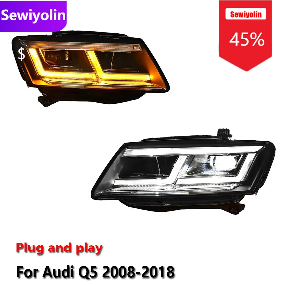 

Автомобильные светодиодные фары DRL, автомобильные детали для Audi Q5 2008-2018, противотуманные DRL, стоп-сигнал поворота, лампа Plug and Play