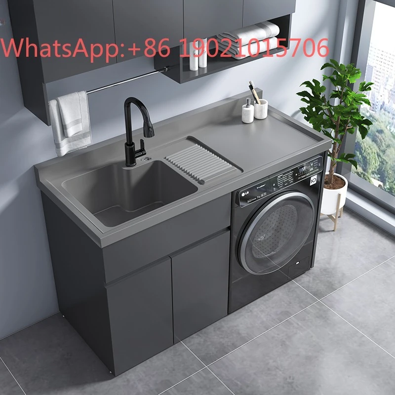 HXL Balcony Integrated Cabinet Combination Laundry Cabinet Laundry Sink Basin Companion with Washboard