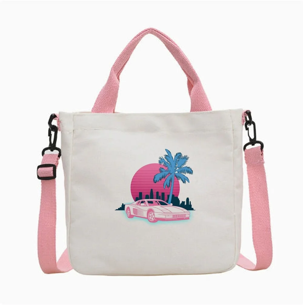 Miami Vice tote bag canvas  y2k foldable bolsas de tela torba na zakupy femme