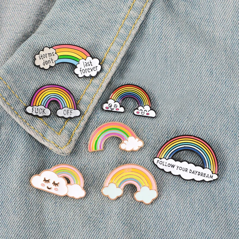 different sizes rainbow Enamel Brooch Collect With Letter Pins Clothing Backpack Enamel Badge Fashion Jewelry Accessories Men Wo