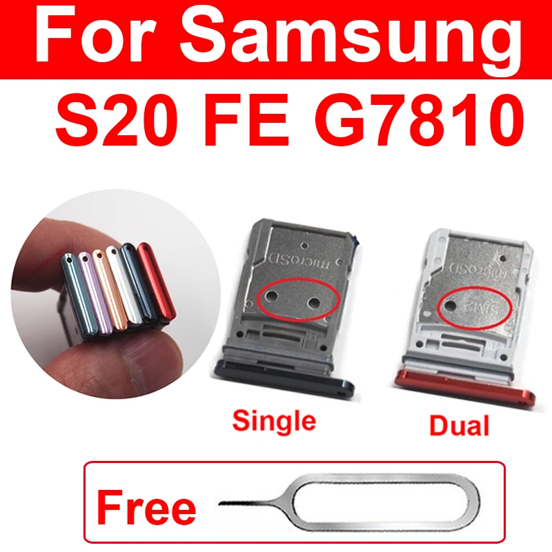 Sim Tray Slot Holder For Samsung S20 FE G7810   Reader Adapter Dual SIM Card Holder Repair Spare Parts