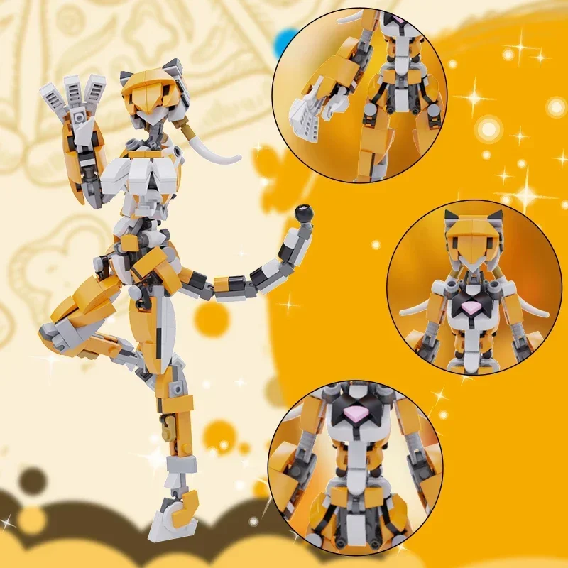 Beautiful Tiger Robot Building Blocks MOC IDEA Series Creative Cartoon Girl Mech Warrior Assembly Model Puzzle Kids Toy Boy Gift