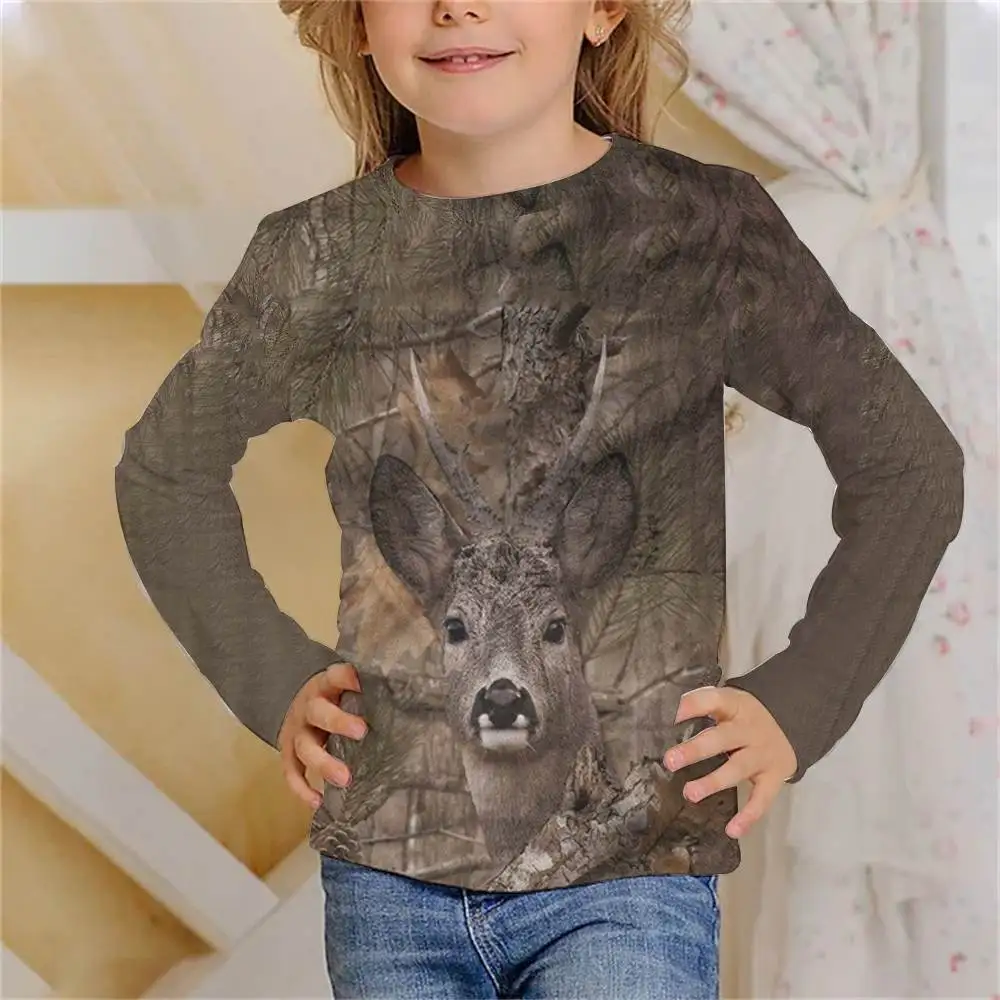 

Girl Clothes Girl T-Shirt Long Sleeve Jungle Animals 3D Print Autumn Kids Clothing Casual Creative Cartoon T-Shirt Boy Girl Tops