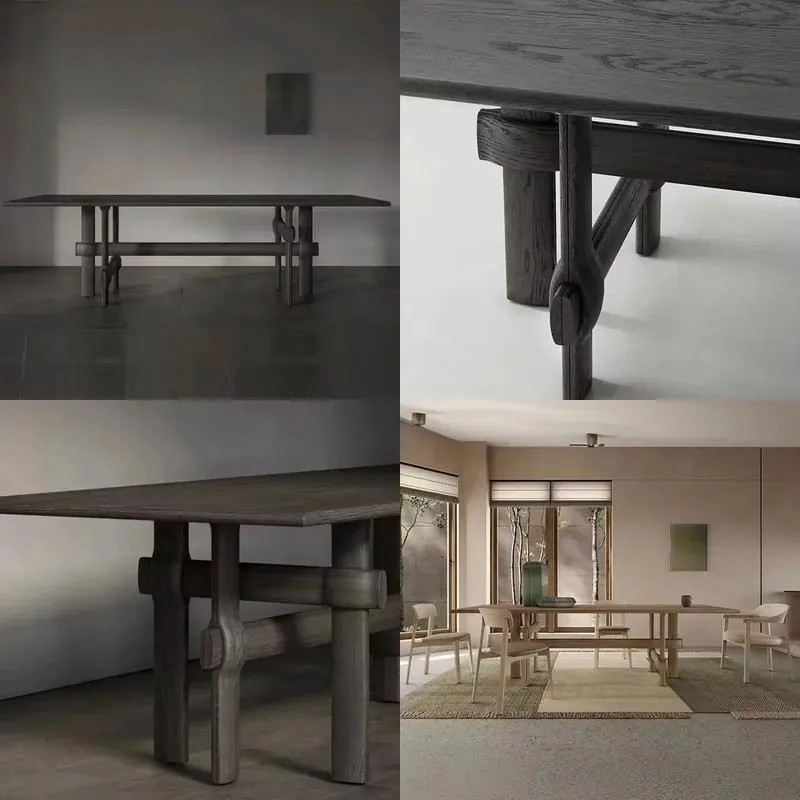 Modern Nordic Solid Wood Dining Table 10 Seat Large Family Villa Dining Room Furniture Natural Wooden Table for Home Decor