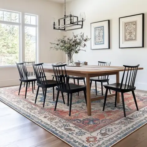 Stora bohemiska mattor 9x12 för sovrum, flickor, lekrum, slitna medaljongtryck, retro stora mattor för vardagsrum, tvättbara 12 best sales boho matta - №8