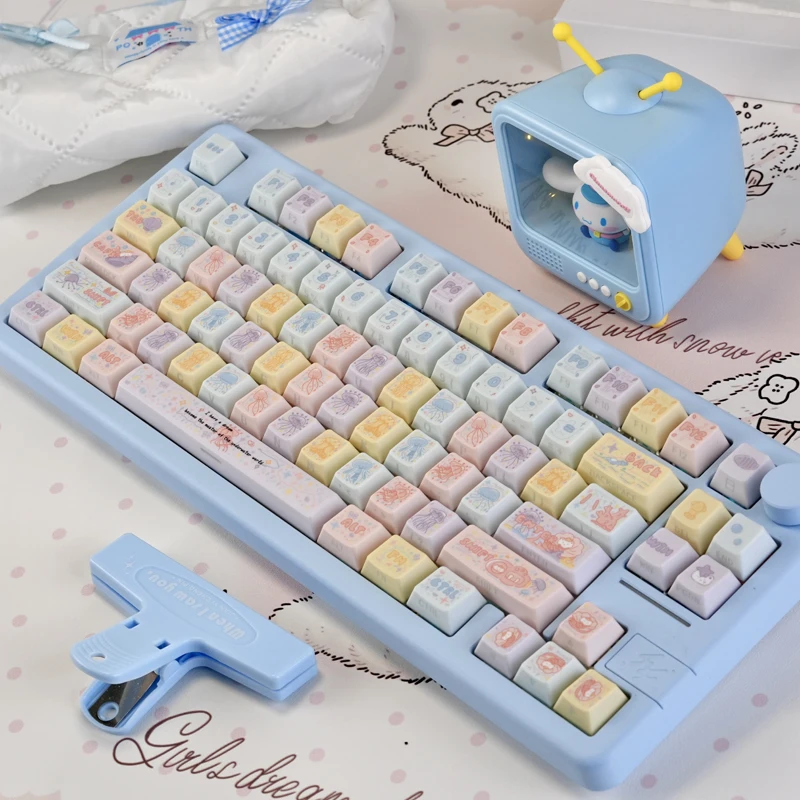 

Колпачки для клавиш с боковой подсветкой «Медуза», 130 клавиш, вишневый профиль, сублимационная краска, колпачки для клавиш из ПБТ для переключателей MX, механическая клавиатура