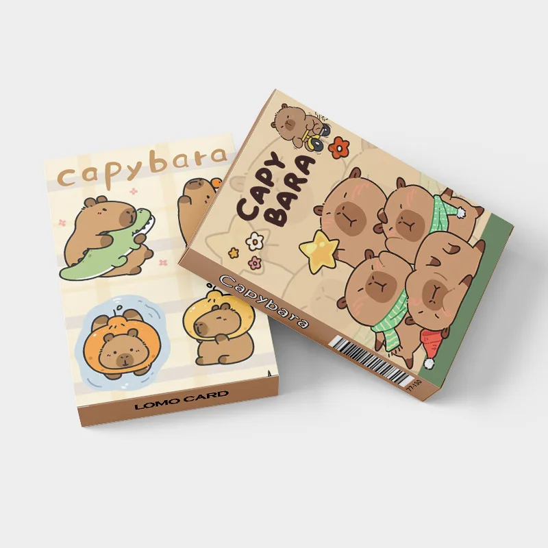 30pcs Cartoon Animal Capybara Double Sided Printing Card Cartoon Lomo Cards HD Photocard Kids Gift Collection Cards