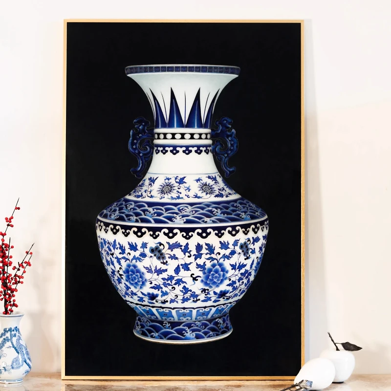 Handicraft silk enamel decorative painting blue and white porcelain vase painting wall pendant
