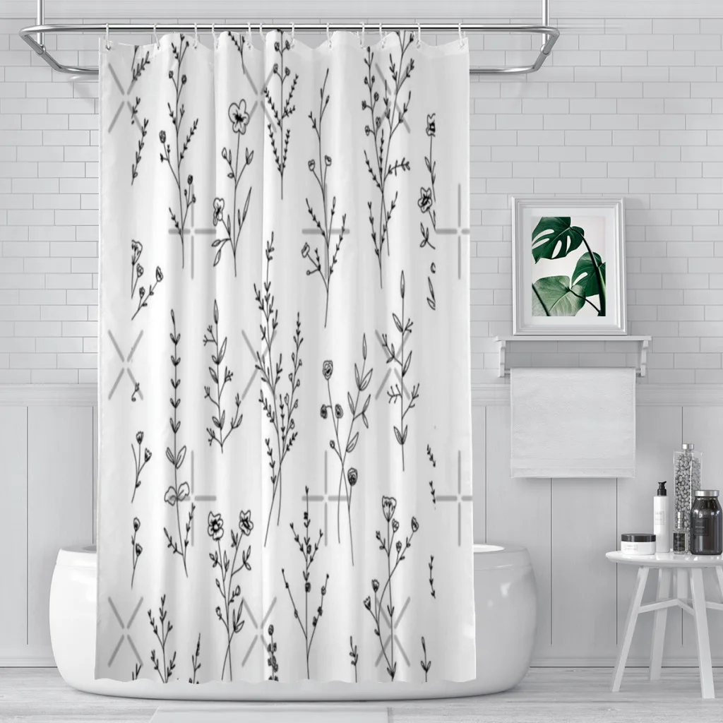 

Shower curtain Bathroom New Wildflowers White decor Modern household items Bathroom curtain Graduation gift Festival gift