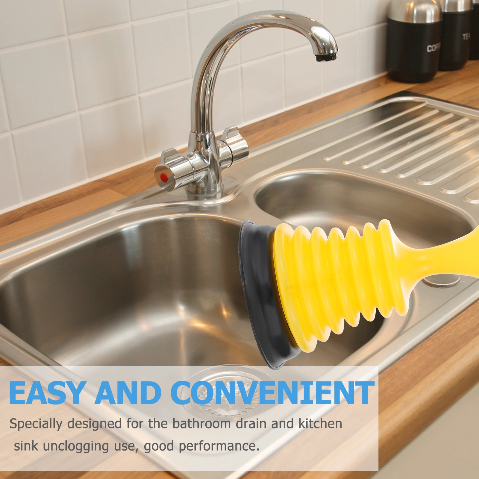 

2 Pcs Sink Plunger for Kitchen Bathroom Drain Unblock Rubber Pipeline Cleaner Tool Durable Ergonomic Cleaning Tools Gardening
