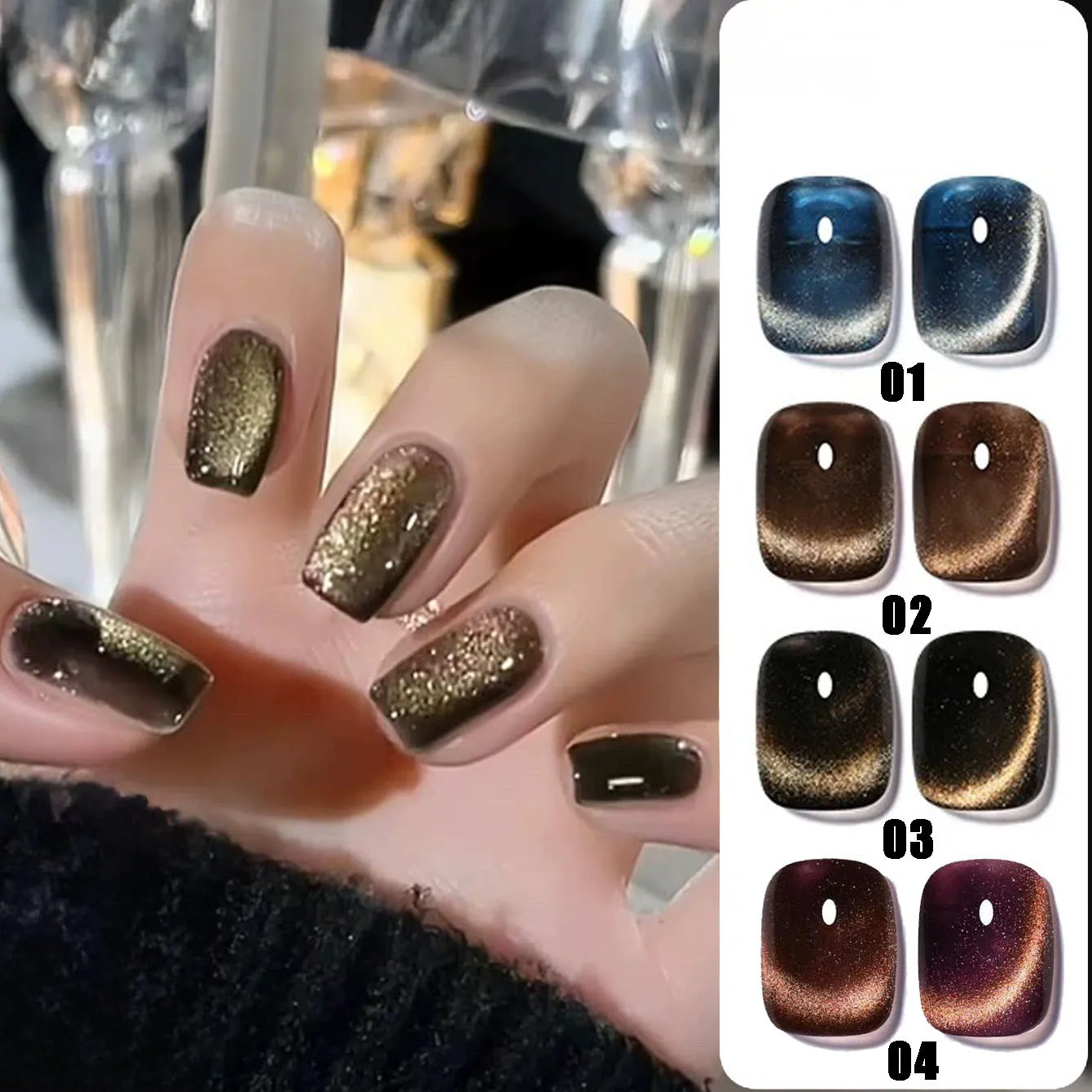 12 مللي 1 قطعة عيد الميلاد الخريف مبيعا أسود براون اللون سبج الذهب كريستال القط العين هلام البولندية مسمار الأحمر صالون الأظافر استخدام #2