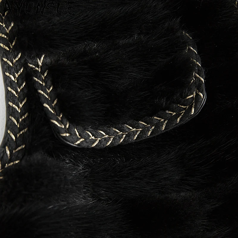 AYUNSUE Gilet de fourrure pour femme 2025 nouveauté vêtements noirs automne hiver manteau femme mode coréenne vêtements pour femme Veste Hiver