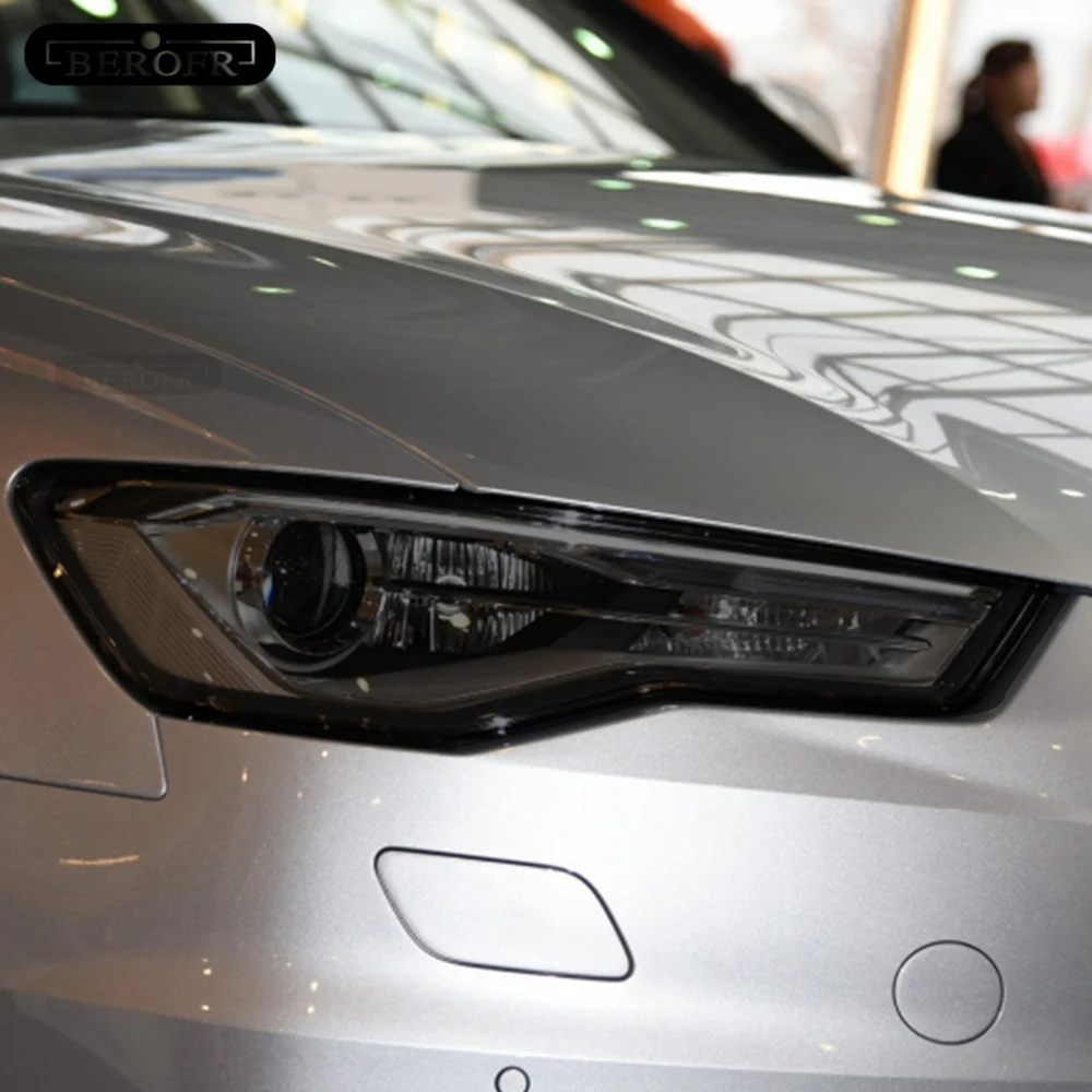 

Car Headlight Protective Film Headlamp Transparent Black Sticker TPU For Audi A6 S6 RS8 2012-2018 Accessories 2Pcs