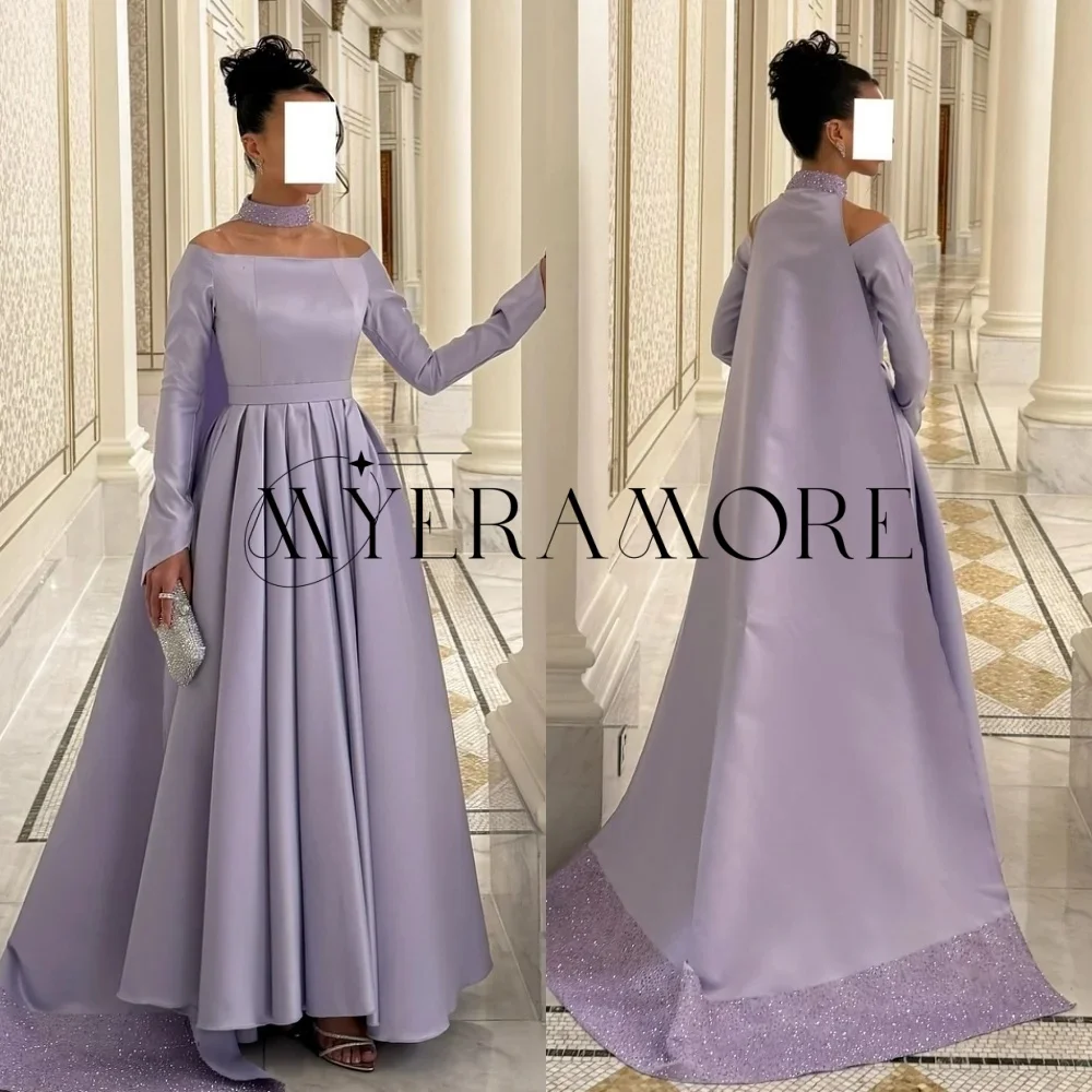 Modische schulterfreie Abendkleider, blauer Tüll, A-Linie, bodenlang, Ballkleider, maßgeschneidert