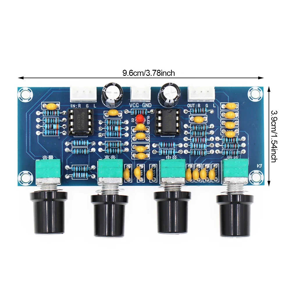 XH-A901 NE5532 DC12V-24V Tone Board Preamp With Treble Bass Volume Adjustment Pre-amplifier Tone Controller For Amplifier Board